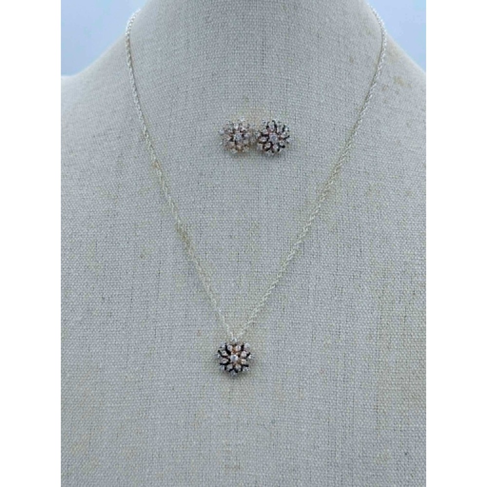 Vintage Premier Designs Clear Rhinestone Snowflake Necklace & Earrings Set